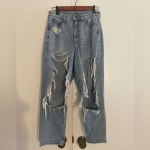 High waisted ripped mom jeans